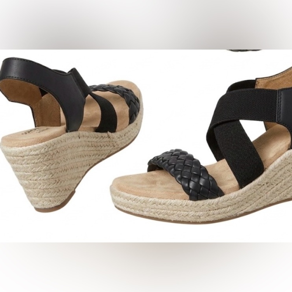 Sonoma Black and Tan Woven Wedge Sandals - Picture 5 of 10